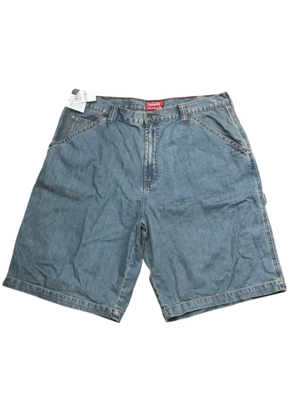 Vintage Y2K Chaps Mens Denim Cargo Shorts Size 38 Basic Fit 100% Cotton Classic